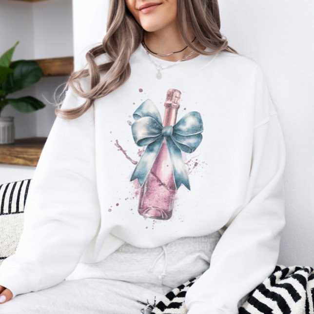 Celebration Champagne Coquette Bow Valentine's Sweatshirt (Creator Uploaded)
