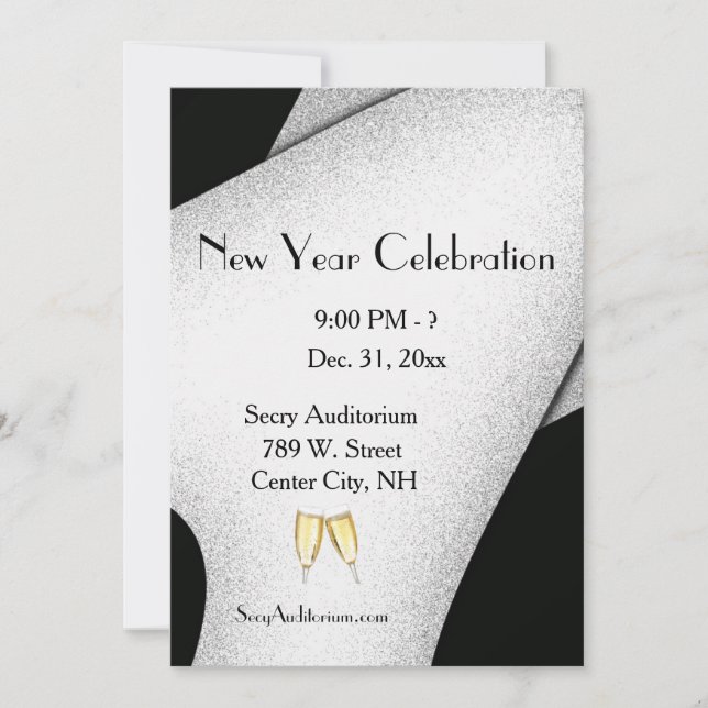 Celebration Champagne Glass New Year Invitation (Front)