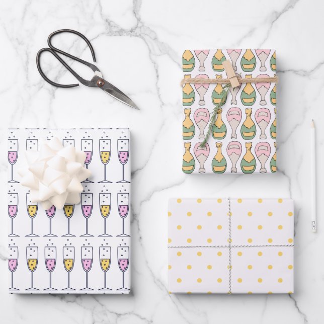 Celebration Champagne  Wrapping Paper Sheet (Front)