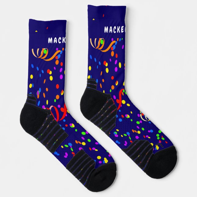 Celebration Confetti Name Blue High-Performance Socks (Right)