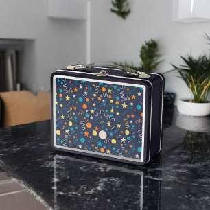 Celebration Confetti Shapes Metal Lunch Box