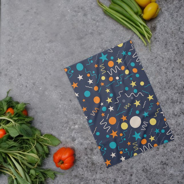 Celebration Confetti Shapes Tea Towel (Kitchen Towel)