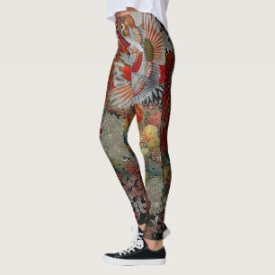 Celebration Crane Floral Silk Leggings