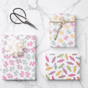 Celebration Cupcakes, Balloons and Toffees Cute Wrapping Paper Sheet