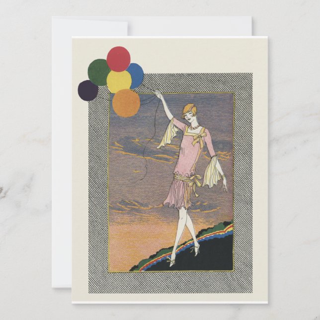 Celebration deco flapper party invitation (Front)