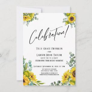 Celebration! Eucalyptus Sunflower Party Reception Invitation