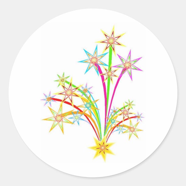 Celebration fireworks classic round sticker (Front)