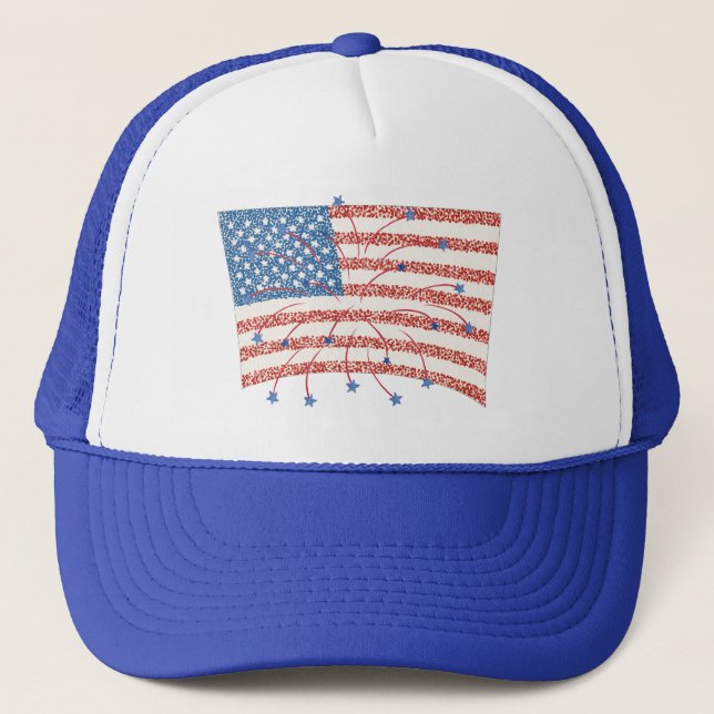 Celebration Fireworks U.S. Flag on Hats (Front)