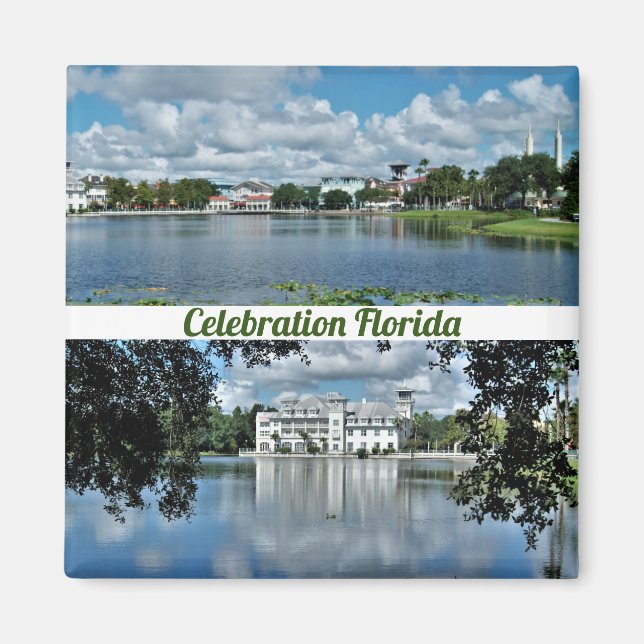 Celebration Florida Square Magnet 2 Photos (Front)