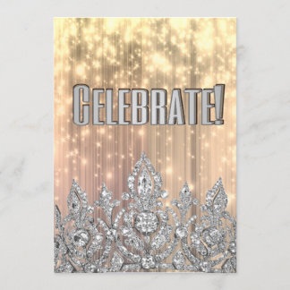 Celebration Gold and Silver Crown Princess Invitation