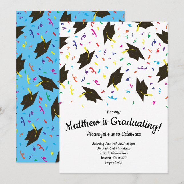Celebration Graduation Party Colourful Invitation (Front/Back)
