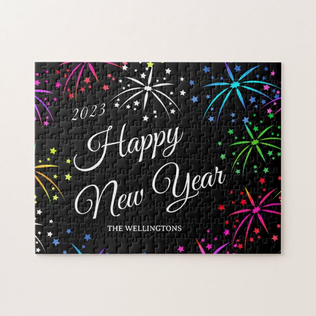 Celebration Happy new year festive fireworks Jigsaw Puzzle (Horizontal)
