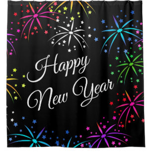 Celebration Happy new year festive fireworks Shower Curtain