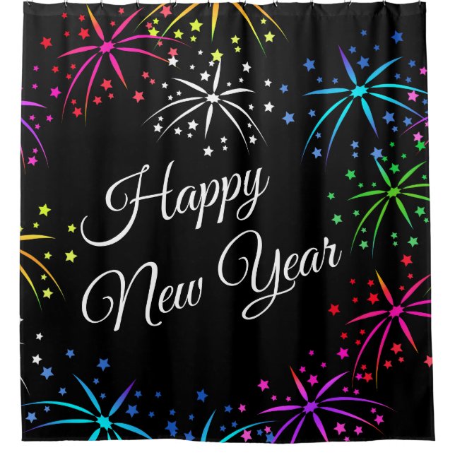 Celebration Happy new year festive fireworks Shower Curtain (Front)