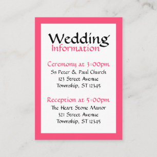 Celebration in Fuchsia Guest Reference Cards