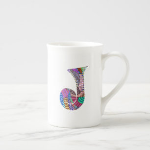 Celebration Letter J Bone China Mug