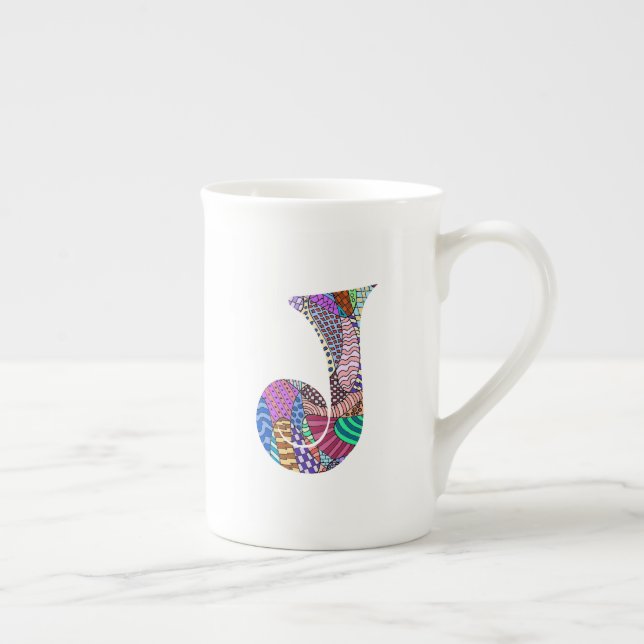Celebration Letter J Bone China Mug (Right)