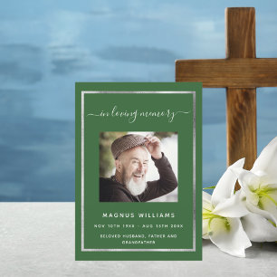 Celebration life funeral green photo program invitation