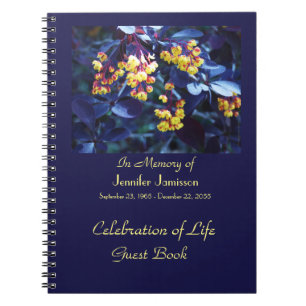 Celebration Life Guest Book, Golden Yellow Flowers Notebook