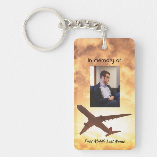 Celebration Life Memorial Keepsake Aeroplane Pilot Key Ring (Front)