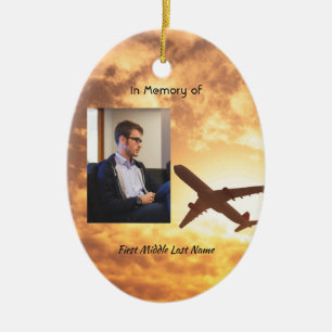 Celebration Life Memorial Keepsake Airplane Pilot Ceramic Tree Decoration