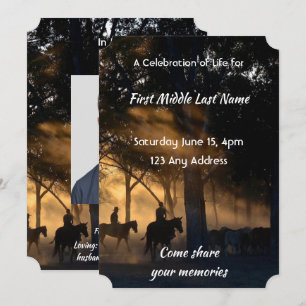 Celebration Life Service  Forest Trail Walk Horses Invitation