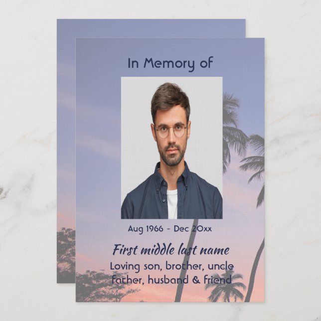 Celebration Life Service Tropical Beach Paradise  Invitation (Front/Back)