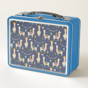 Celebration Llama Pattern Metal Lunch Box