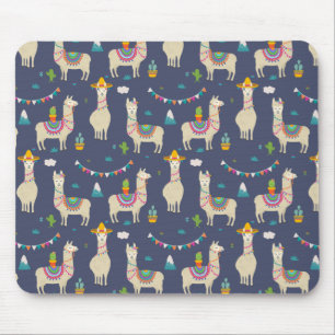 Celebration Llama Pattern Mouse Mat