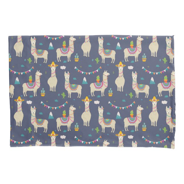 Celebration Llama Pattern Pillowcase (Front-Left)