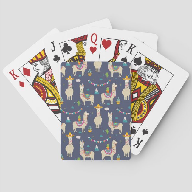 Celebration Llama Pattern Playing Cards (Back)