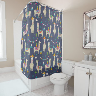 Celebration Llama Pattern Shower Curtain