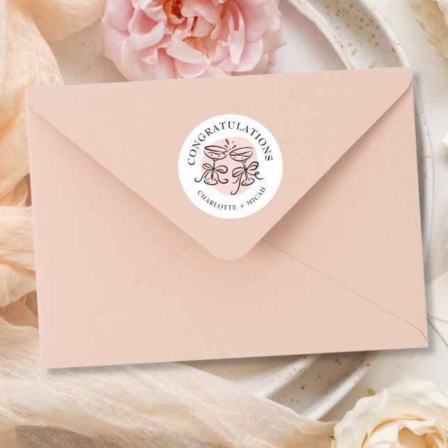 Celebration Modern Doodle Classic Round Sticker (Creator Uploaded)