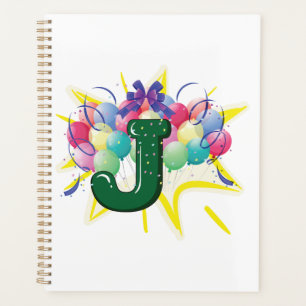 Celebration Monogram Letter J with Balloons Planner