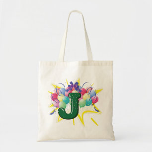 Celebration Monogram Letter J with Balloons Tote Bag