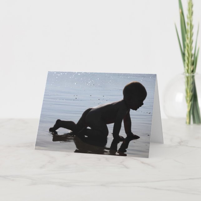 Celebration Of A Holy Baptism With Baby Crawling Invitation (Front)