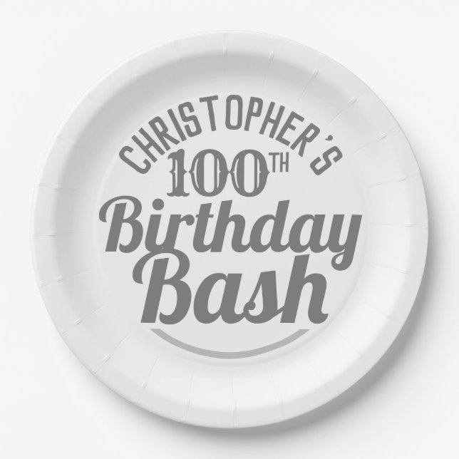 Celebration of Age 100th Birthday Paper Plates (Front)