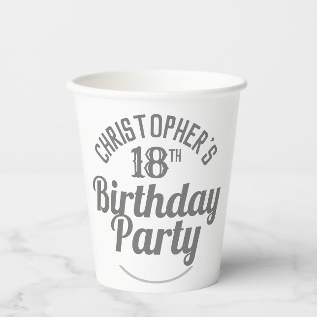 Celebration of Age 18th Birthday Paper Cups (Front)