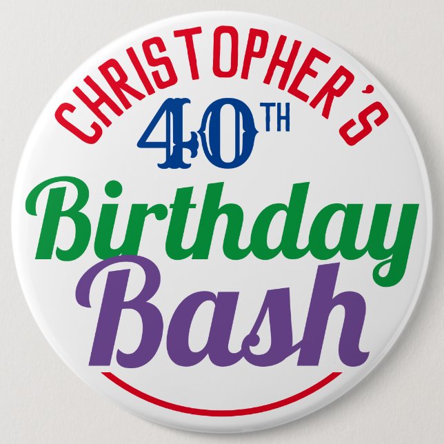 Celebration of Age 40th Birthday Button (Front)
