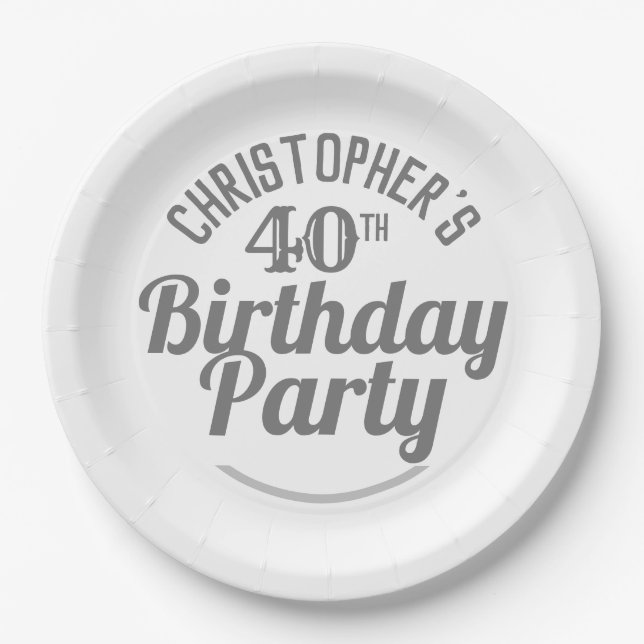 Celebration of Age 40th Birthday Paper Plates (Front)
