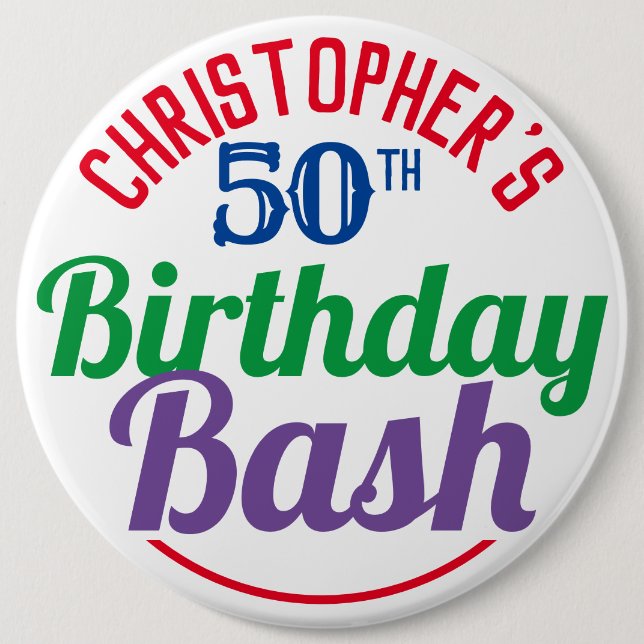 Celebration of Age 50th Birthday Button (Front)