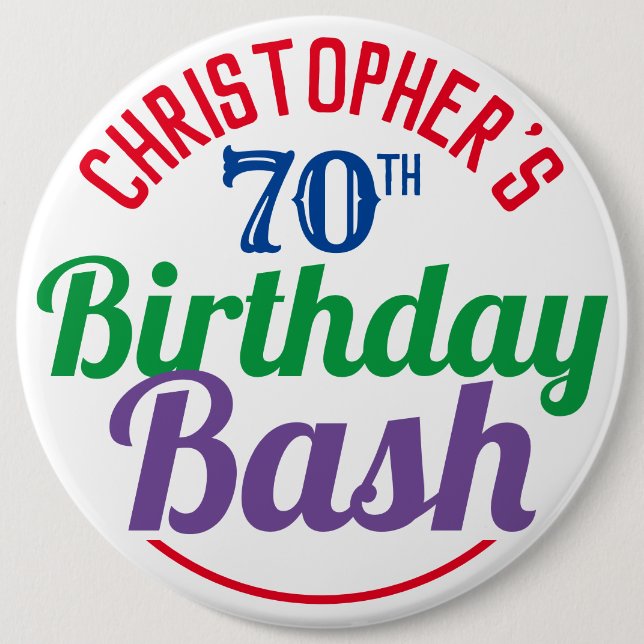 Celebration of Age 70th Birthday Button Badge (Front)
