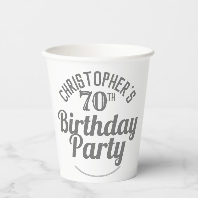 Celebration of Age 70th Birthday Paper Cups (Front)