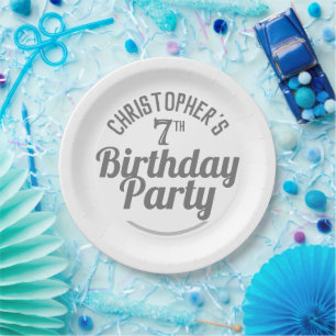 Celebration of Age 7th Birthday Paper Plates