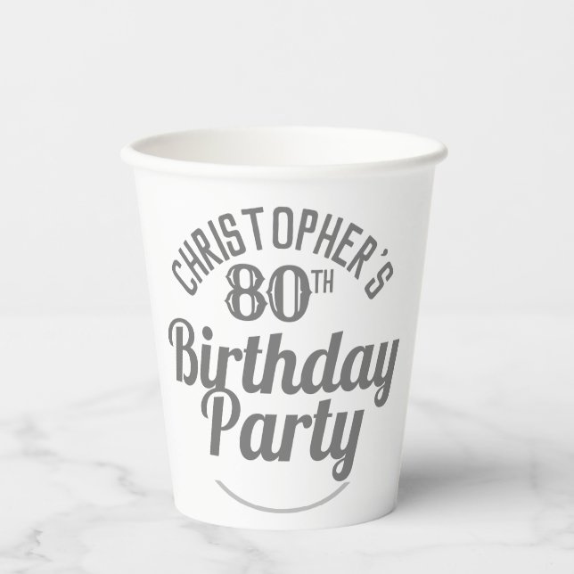 Celebration of Age 80th Birthday Paper Cups (Front)