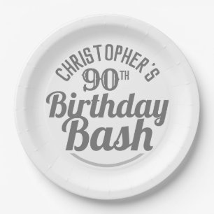 Celebration of Age 90th Birthday Paper Plates