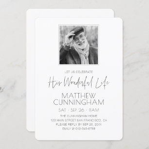 Celebration of His Life Memorial Modern Photo Invitation