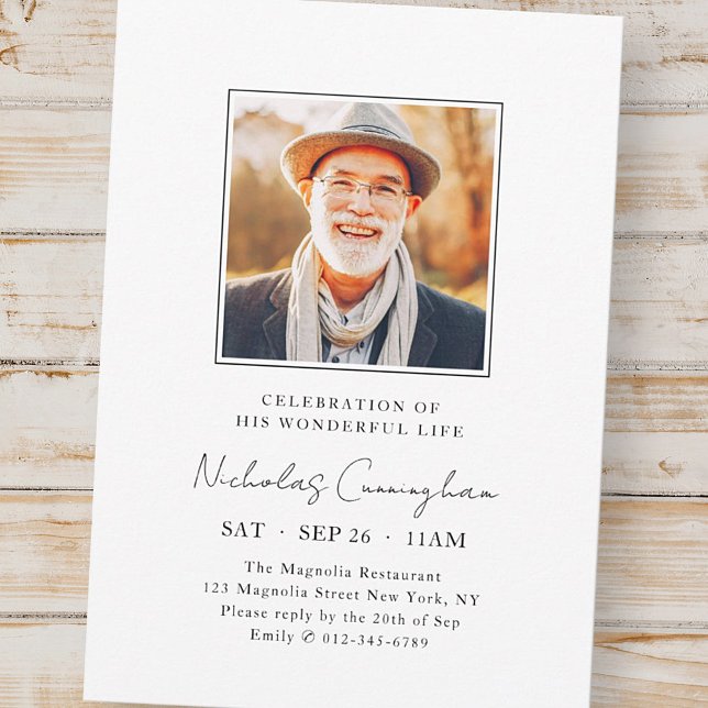 Celebration of His Wonderful Life Modern Memorial Invitation (Creator Uploaded)