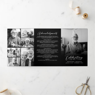 Celebration of Life 10-Photo Collage Modern Tri-Fold Programme