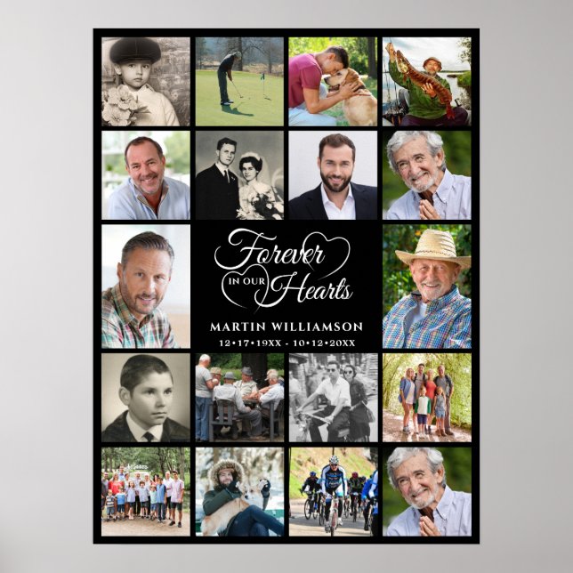 Celebration of Life 18 Photo Collage Funeral Poster (Front)